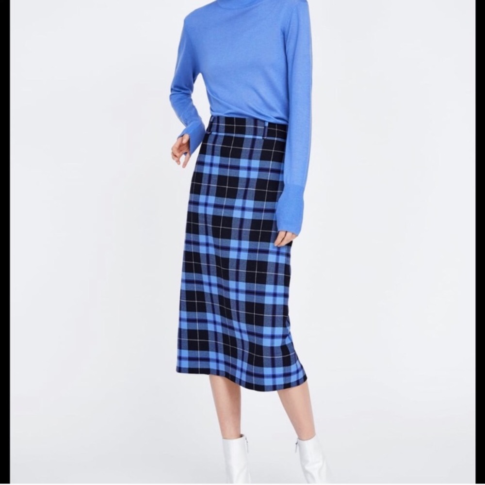 Zara Woman Plaid Pencil Skirt